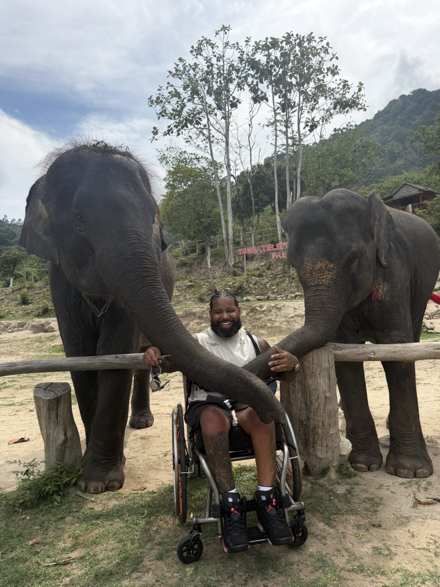 Wesley Hamilton at an elephant sanctuary in Phuket
