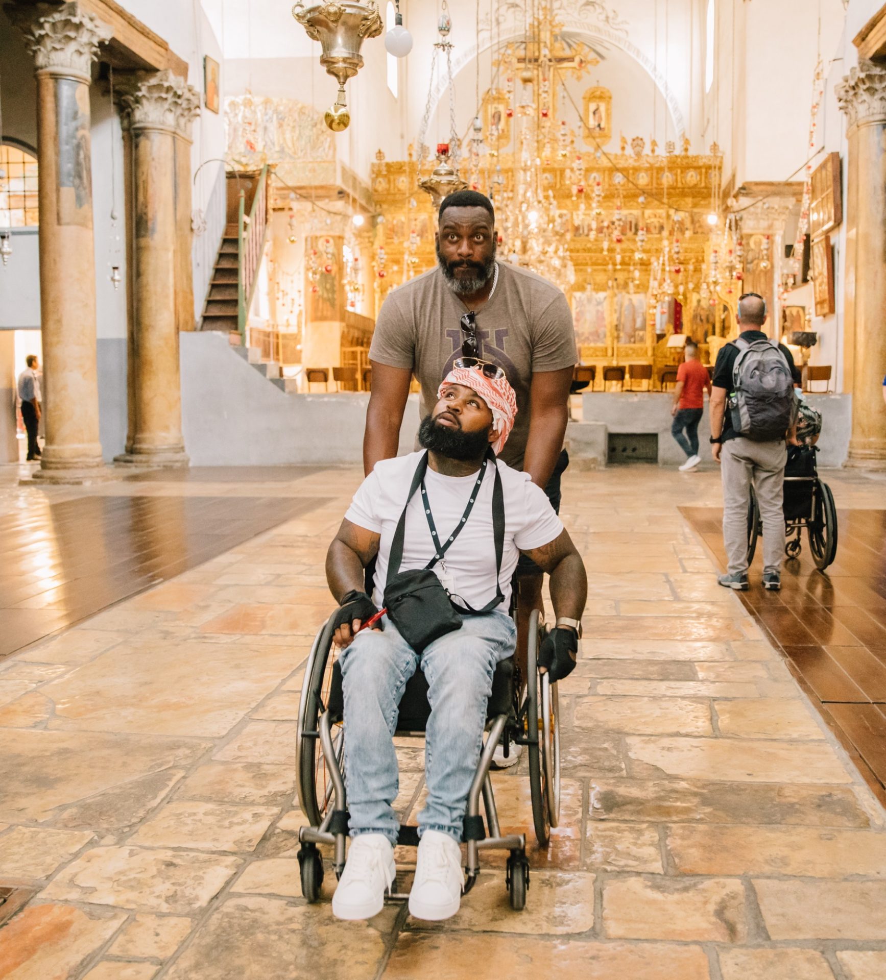 Wesley Hamilton inside a church in Jerusalem